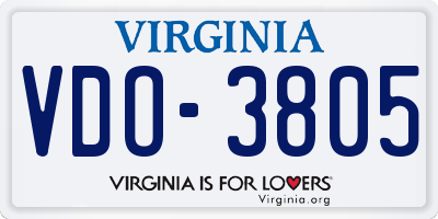 VA license plate VDO3805