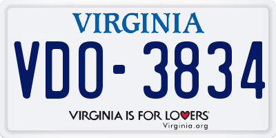 VA license plate VDO3834