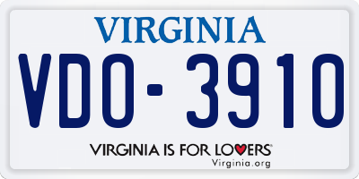 VA license plate VDO3910