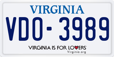 VA license plate VDO3989