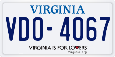 VA license plate VDO4067