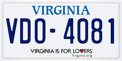 VA license plate VDO4081