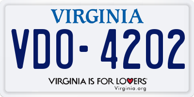 VA license plate VDO4202