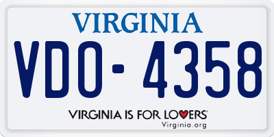 VA license plate VDO4358