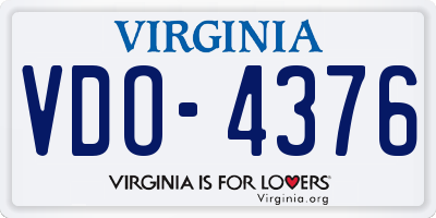 VA license plate VDO4376