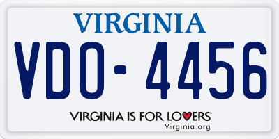 VA license plate VDO4456