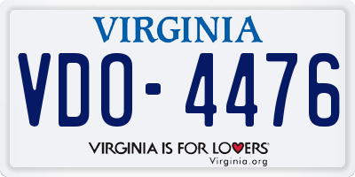 VA license plate VDO4476
