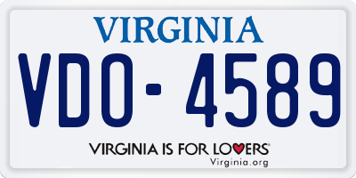 VA license plate VDO4589