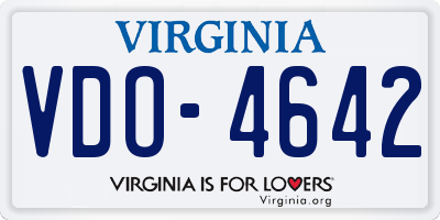 VA license plate VDO4642