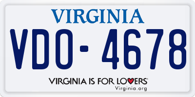 VA license plate VDO4678