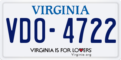 VA license plate VDO4722