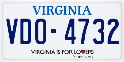 VA license plate VDO4732
