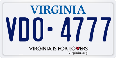 VA license plate VDO4777