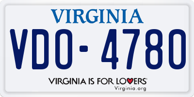 VA license plate VDO4780