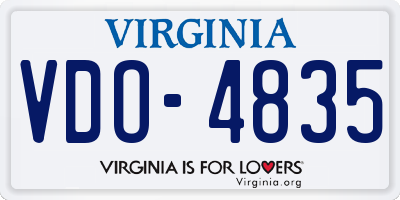 VA license plate VDO4835