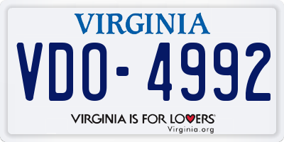 VA license plate VDO4992