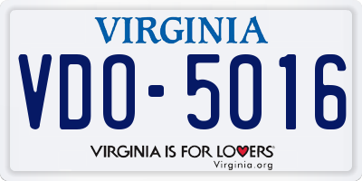VA license plate VDO5016