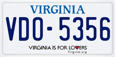 VA license plate VDO5356