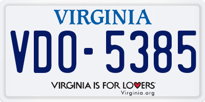 VA license plate VDO5385