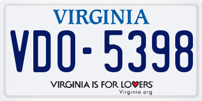 VA license plate VDO5398
