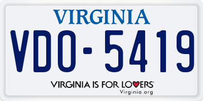 VA license plate VDO5419