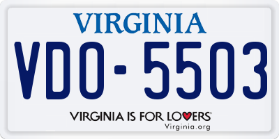 VA license plate VDO5503