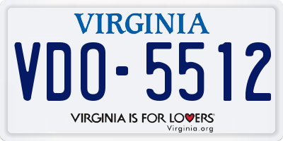 VA license plate VDO5512