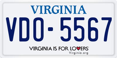 VA license plate VDO5567