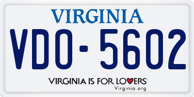 VA license plate VDO5602