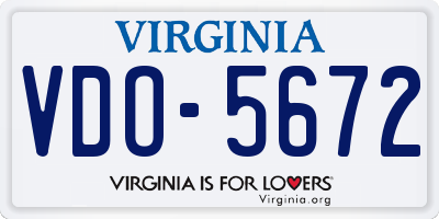 VA license plate VDO5672