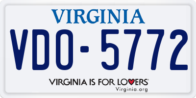 VA license plate VDO5772