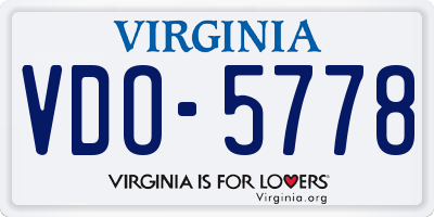VA license plate VDO5778