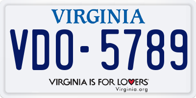 VA license plate VDO5789