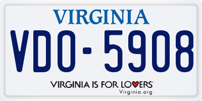 VA license plate VDO5908
