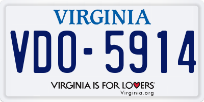 VA license plate VDO5914