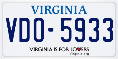 VA license plate VDO5933