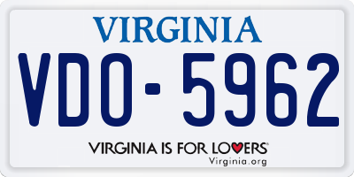 VA license plate VDO5962