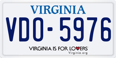 VA license plate VDO5976