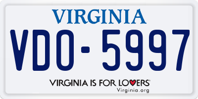 VA license plate VDO5997