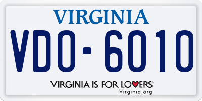 VA license plate VDO6010