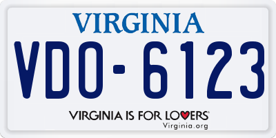VA license plate VDO6123