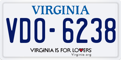 VA license plate VDO6238