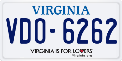 VA license plate VDO6262