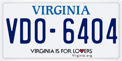 VA license plate VDO6404