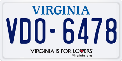 VA license plate VDO6478