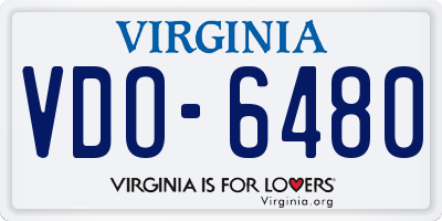 VA license plate VDO6480
