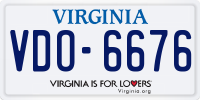 VA license plate VDO6676
