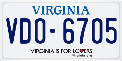 VA license plate VDO6705