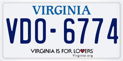 VA license plate VDO6774