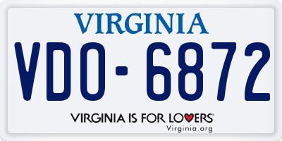 VA license plate VDO6872